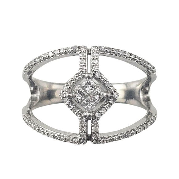 10 Karat White Gold and Diamond Open Ring Size 7.75 #22589